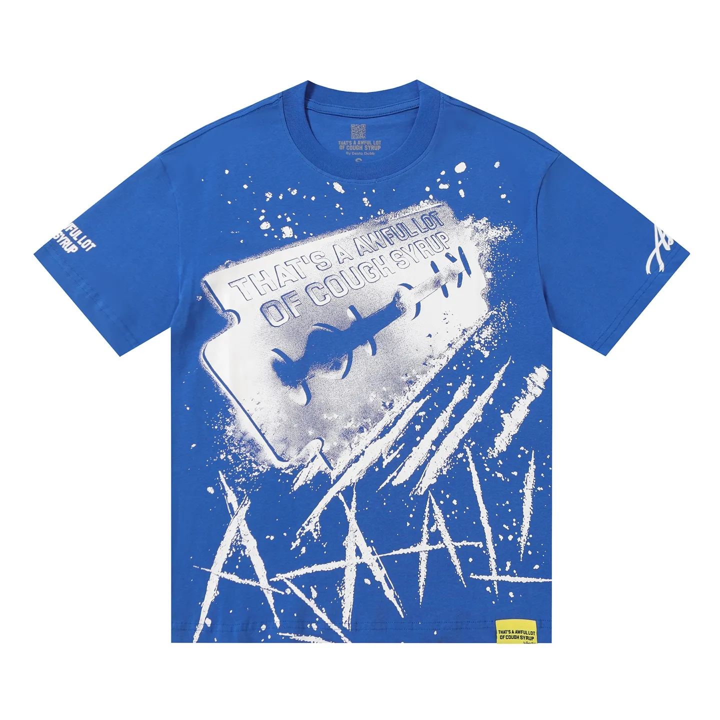 #kleinblue｜That's A AWFUL LOT OF COUGH SYRUP In Stock Real shot American simple trendy brand loose casual T-shirt Fabric (fabric): 32 counts Weight combed double yarn pure cotton Sizes (size): S-M L X L Color (colour): Klein Blue